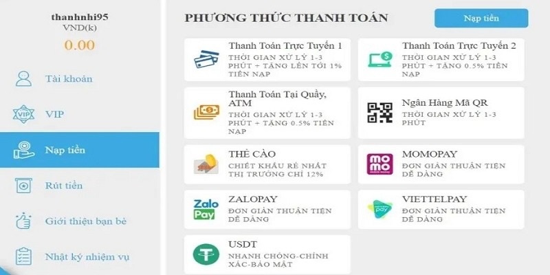 Một vài hình thức nạp rút tiền nhanh chóng